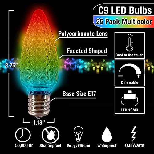 MIK Solutions C9 LED Christmas Light Bulbs Pack of 25