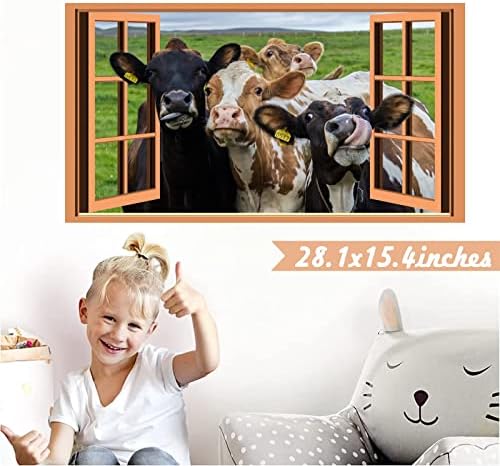 Funny 3D Cow Wall Decals for Home Decor