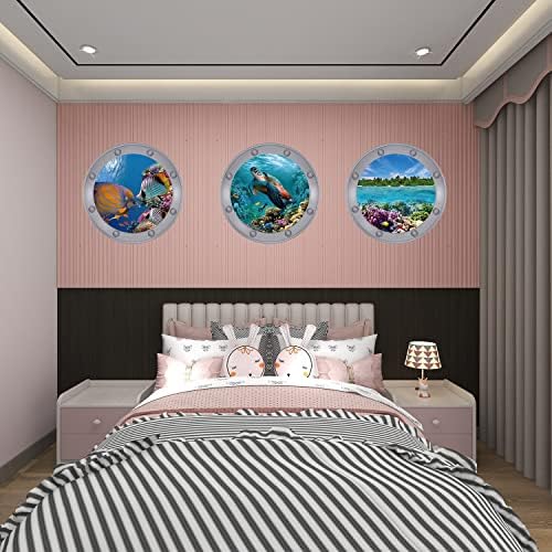 3PCS Ocean Animal Wall Stickers - Fish Turtle Coral Decor
