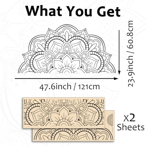 Gee Hut Boho Mandala Wall Decals Peel and Stick Black