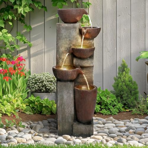 SunJet 5-Tier Indoor Outdoor Water Fountain with LED Lights