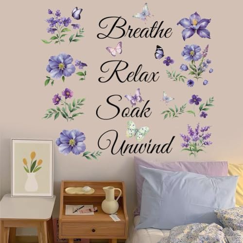 Datesno Inspirational Quotes Wall Decal Breathe Relax Soak Unwind