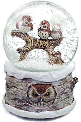 Winter Barn Owls Musical Snow Globe with Carol of the Bells