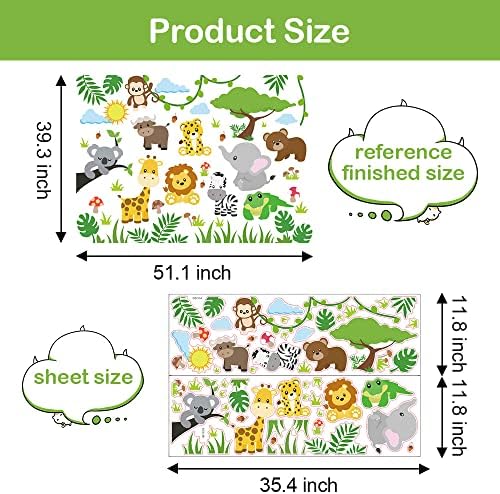 Supzone Jungle Wall Stickers for Kids Room Decor