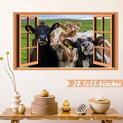 Funny 3D Cow Wall Decals for Home Decor