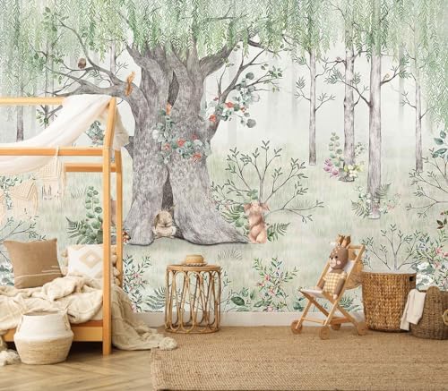 Jdayda Green Forest Mural for Kids Room