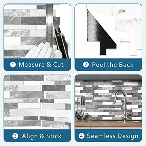 SUNWINGS 10 Sheet Peel and Stick Faux Brick Backsplash Tiles