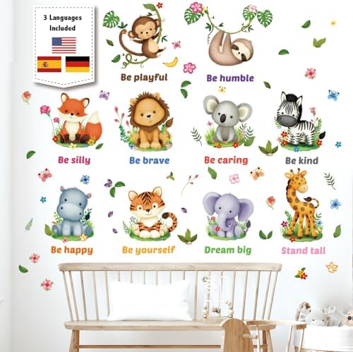 DECOWALL DS12-8074 Baby Animals and Quote Wall Stickers for Kids Education