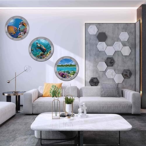 3PCS Ocean Animal Wall Stickers - Fish Turtle Coral Decor