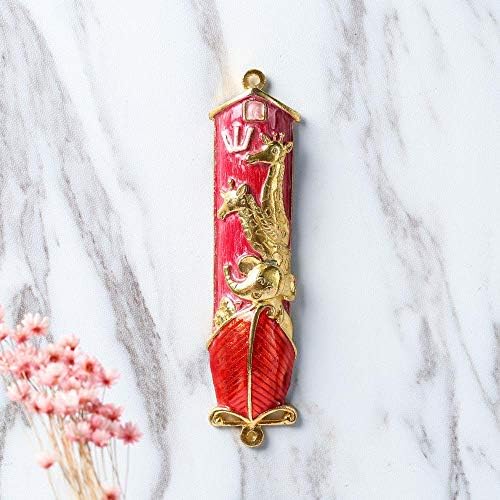 Matashi Hand Painted Mezuzah with Gold and Crystals