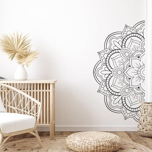 Gee Hut Boho Mandala Wall Decals Peel and Stick Black