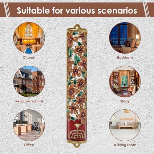 Hand Painted Golden Mezuzah Decorative Zinc Alloy Mezuzah