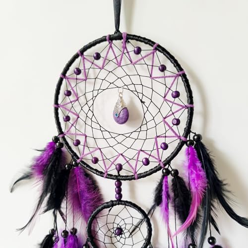SOYUZU Black Purple Dream Catcher Wall Decor