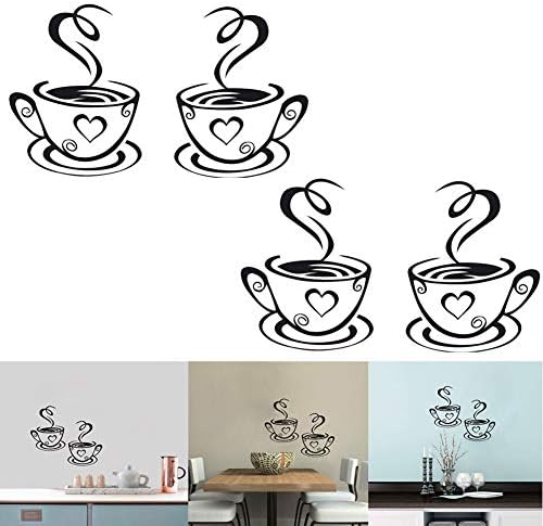 Luckycivia 2 Pcs Coffee Tea Cup Wall Decal Sticker