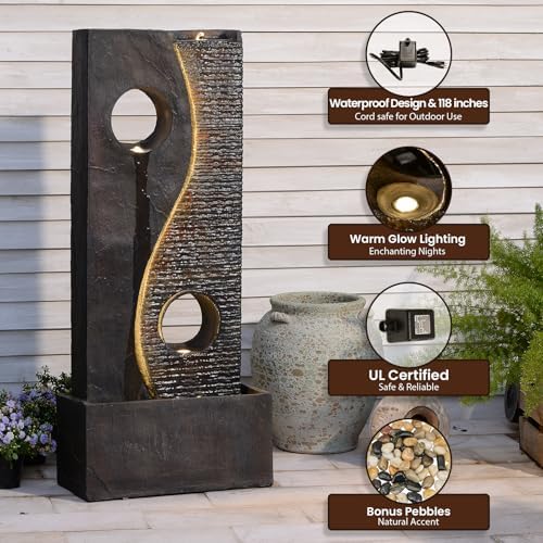 Tankana 47 Inches Freestanding Fountain with LED Light