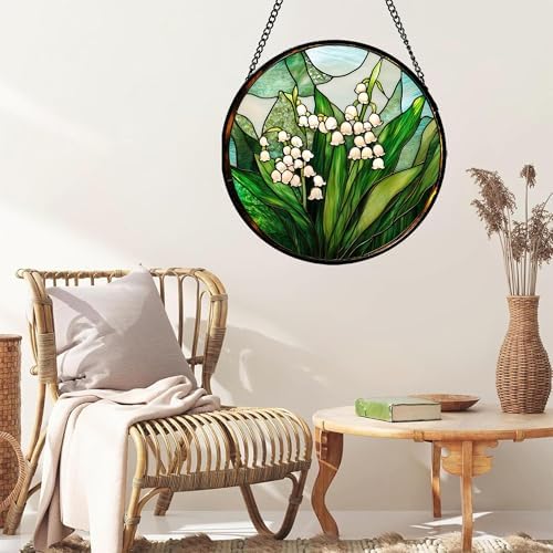 Stained Glass Window Hanging Suncatcher Lily of the Valley 63 in
