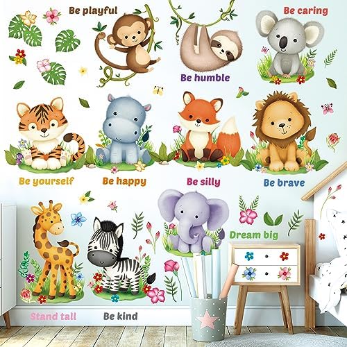 DECOWALL DS12-8074 Baby Animals and Quote Wall Stickers for Kids Education