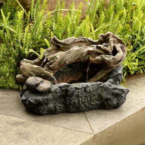 Outdoor Waterfall Fountain with LED Light and Natural Rocks