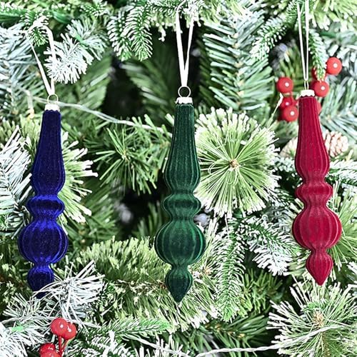 Ochine 6 Pcs Shatterproof Christmas Tree Finial Drop Ornaments