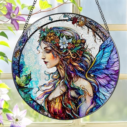 LAOWEIKI 8 Inch Fairy Suncatcher Window Hanging