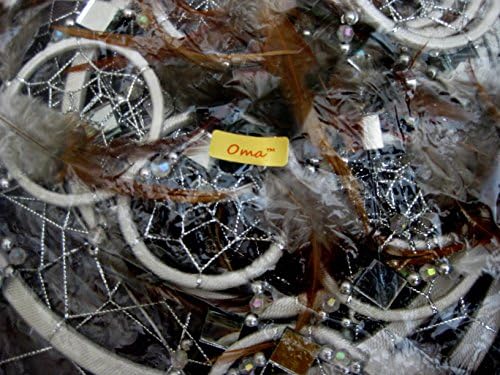 OMA White Dream Catcher with Feathers and Glass