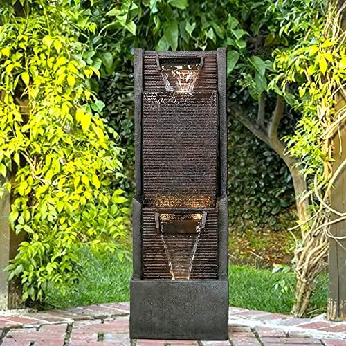 Modern Outdoor Waterfall Fountain with LED Lights