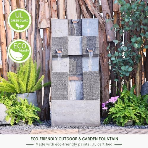 45 Inch 3 Tier Garden Waterfall Fountain with Lights