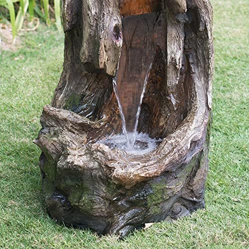 Rustic Tree Trunk Fountain with LED Light