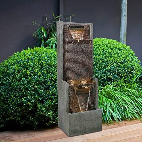 Modern Outdoor Waterfall Fountain with LED Lights