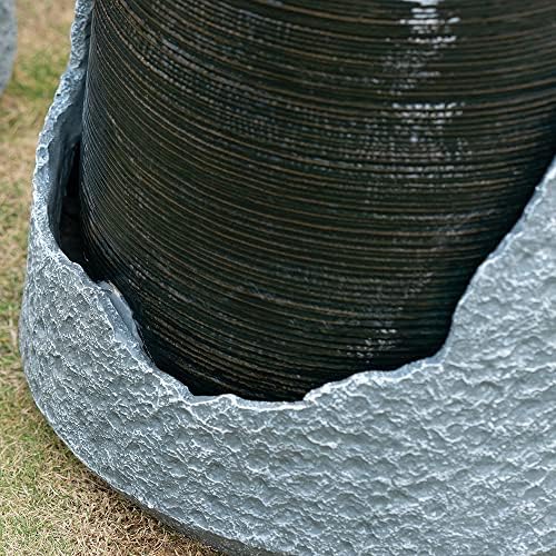 Modern Broken Urn Water Fountain with Light Gray