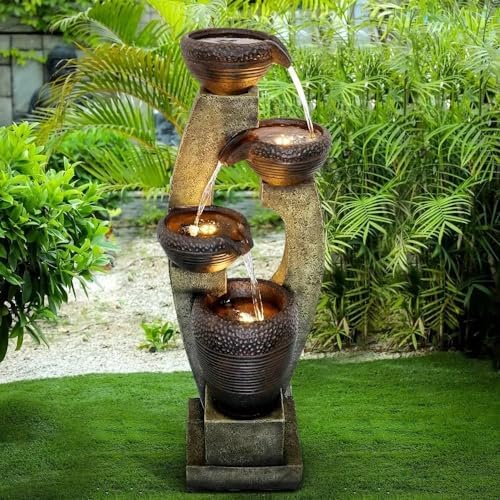 Modern Outdoor Water Fountain with LED Light