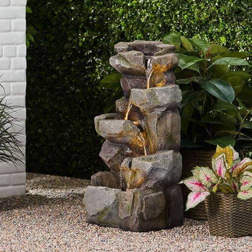 Strawberry Fairy 4-Tier Water Fountain with LED Light