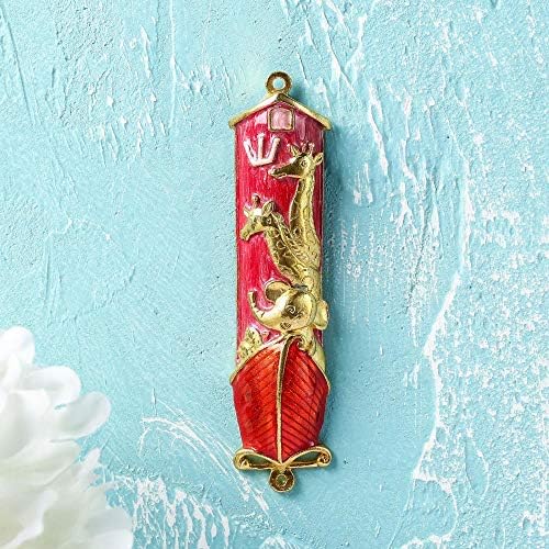 Matashi Hand Painted Mezuzah with Gold and Crystals