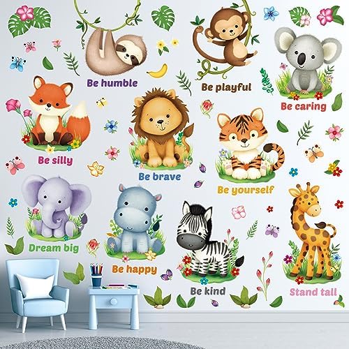 DECOWALL DS12-8074 Baby Animals and Quote Wall Stickers for Kids Education