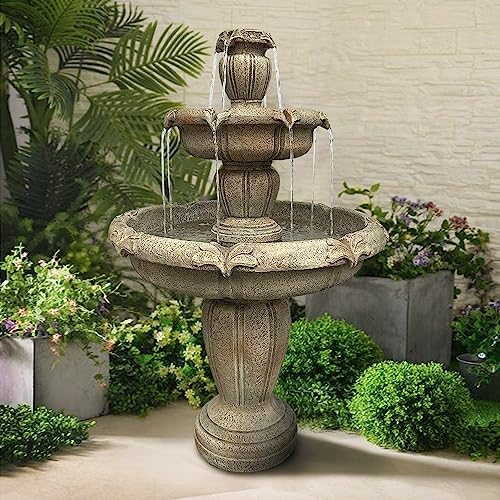 Watnature 48 Inch Tall Zen Outdoor Fountain with Pump for Garden