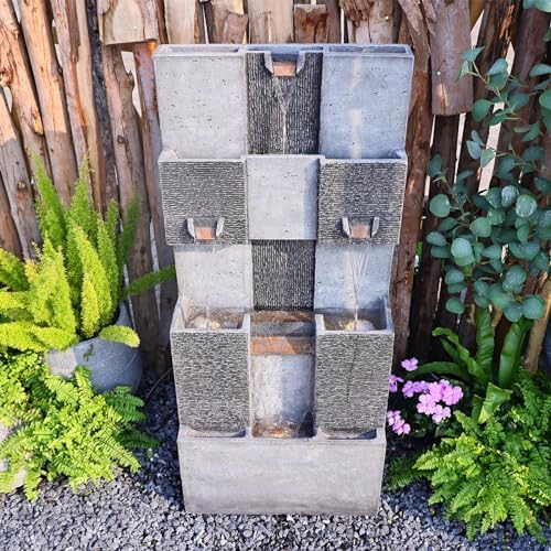 45 Inch 3 Tier Garden Waterfall Fountain with Lights