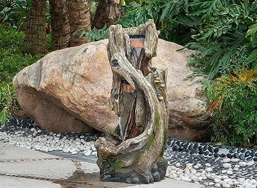 Rustic Tree Trunk Fountain with LED Light