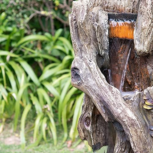 Rustic Tree Trunk Fountain with LED Light