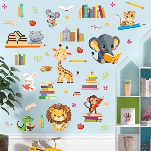 Ausril Animals Reading Books Wall Stickers