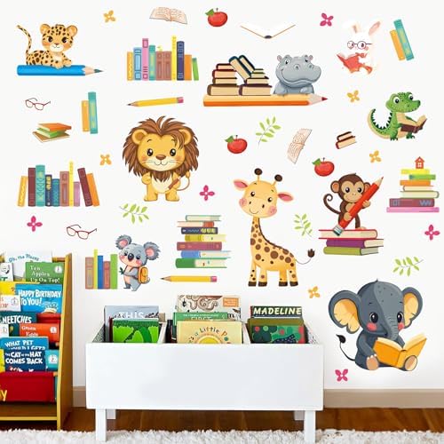 Ausril Animals Reading Books Wall Stickers