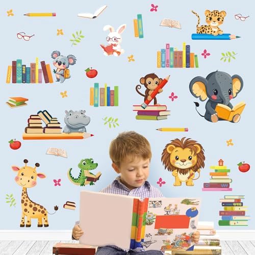 Ausril Animals Reading Books Wall Stickers