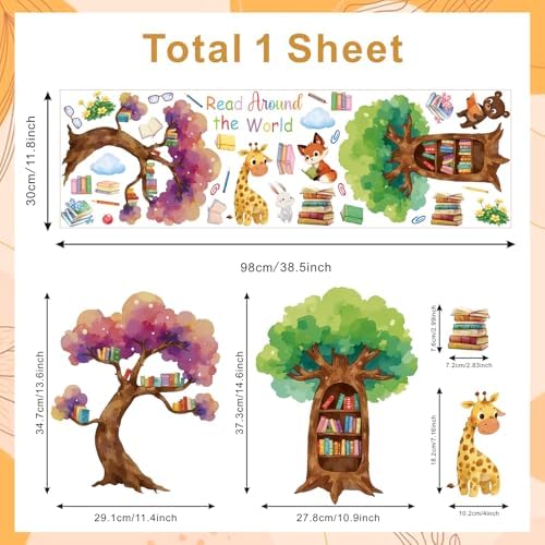Aryroi Animals Reading Wall Decal for Classroom