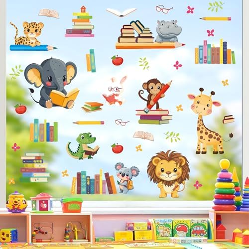 Ausril Animals Reading Books Wall Stickers