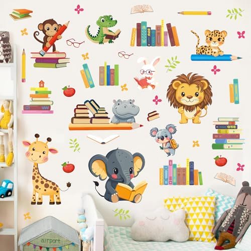 Ausril Animals Reading Books Wall Stickers