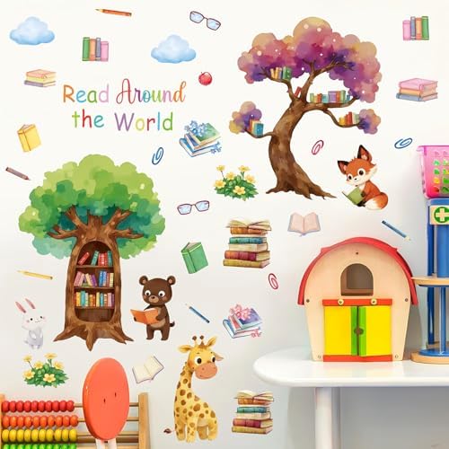 Aryroi Animals Reading Wall Decal for Classroom