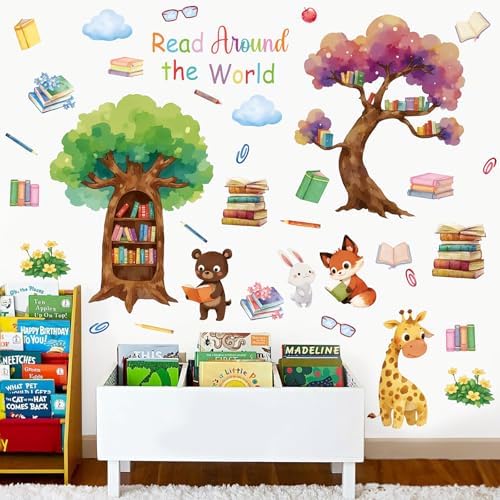 Aryroi Animals Reading Wall Decal for Classroom