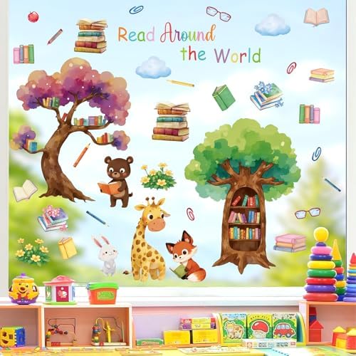 Aryroi Animals Reading Wall Decal for Classroom