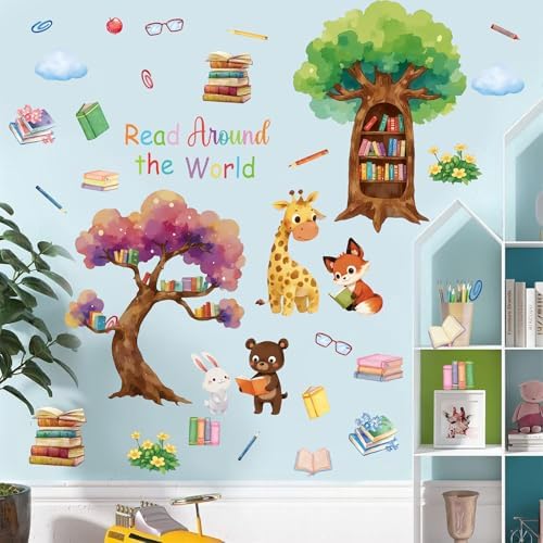 Aryroi Animals Reading Wall Decal for Classroom