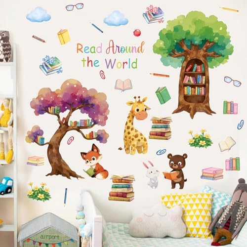 Aryroi Animals Reading Wall Decal for Classroom